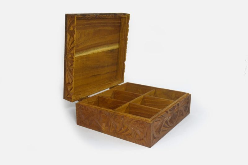 Mulberry Wood Six Sections Tea Box