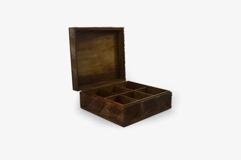 Walnut Wood Six Sections Tea Box