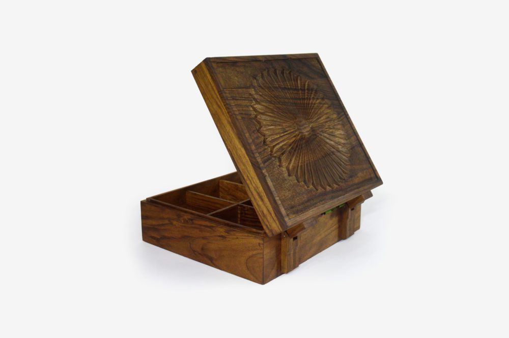 Walnut Wood Six Sections Tea Box - Image 5