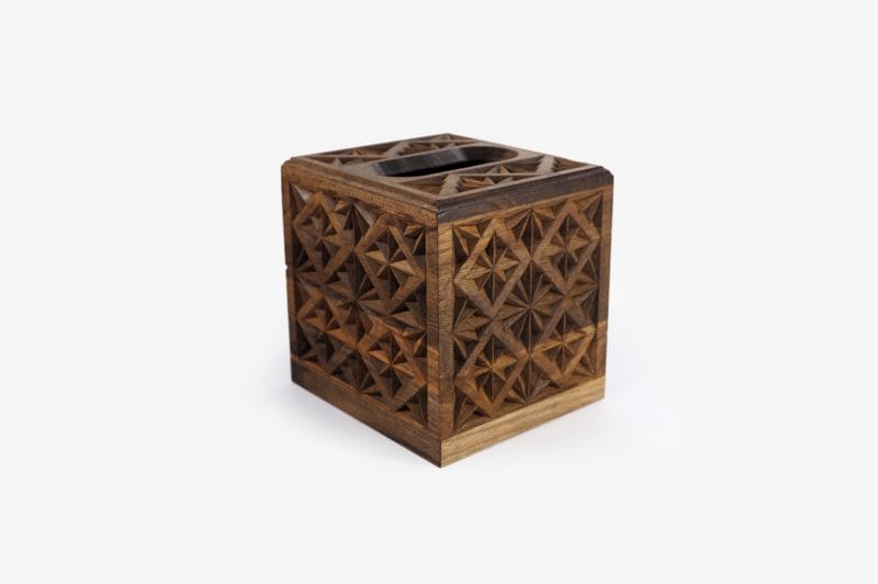 Small Walnut Wood Tissue Box - Image 3