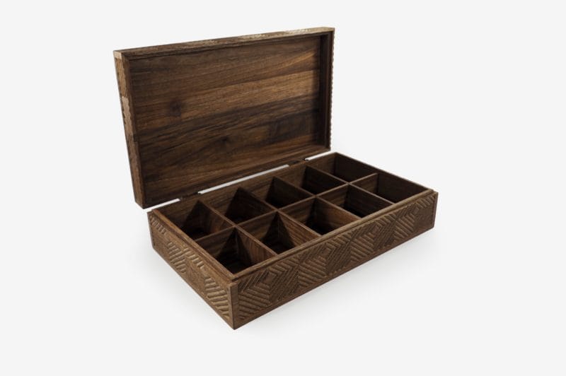 Walnut Wood 10 Sections Tea Box - Image 2