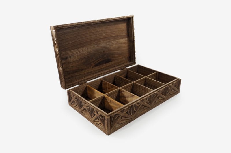 Walnut Wood 10 Sections Tea Box - Image 2