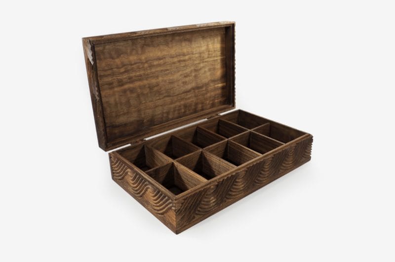 Walnut Wood 10 Sections Tea Box - Image 2