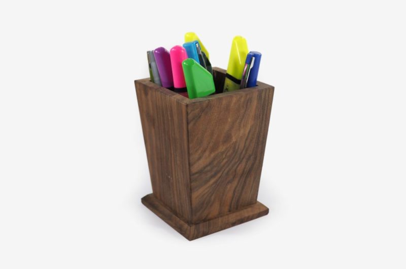 Pencil Holder, Walnut Wood, No Carved - Image 2