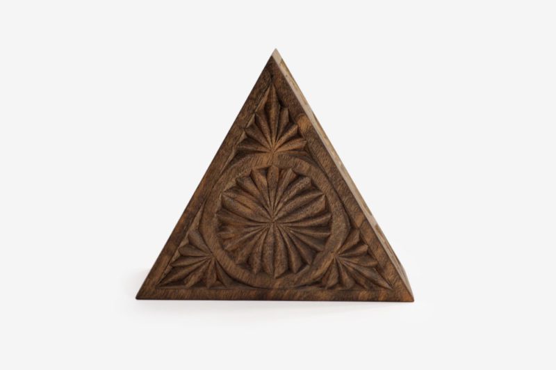 Large Walnut Wood Triangle Box - Image 5