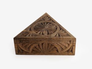 Large Walnut Wood Triangle Box
