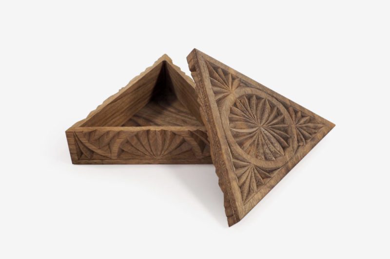 Large Walnut Wood Triangle Box - Image 3