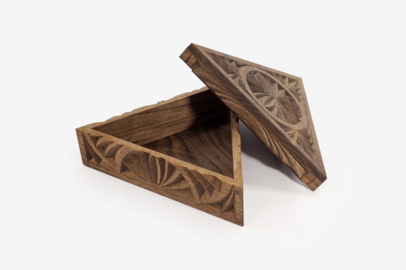 Large Walnut Wood Triangle Box - Image 4