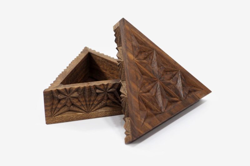 Medium Walnut Wood Triangle Box - Image 2
