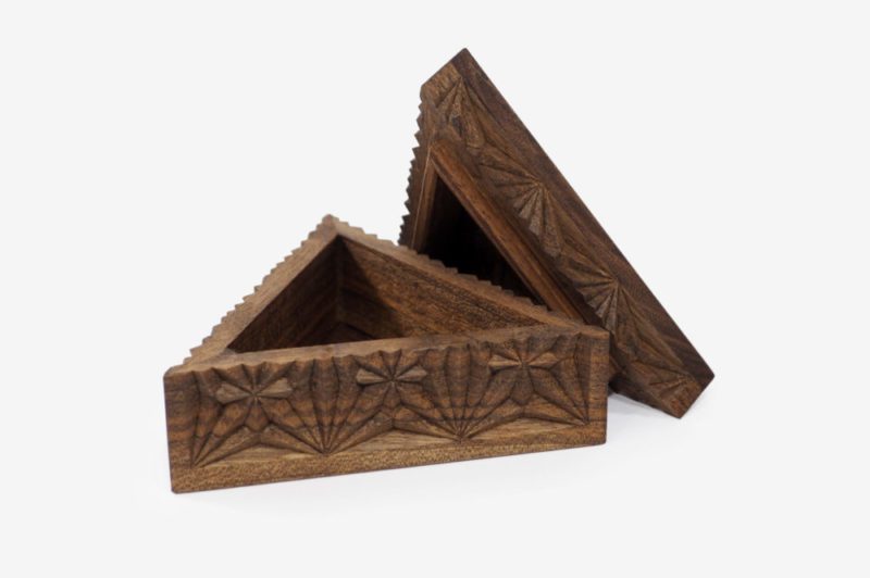 Medium Walnut Wood Triangle Box - Image 3