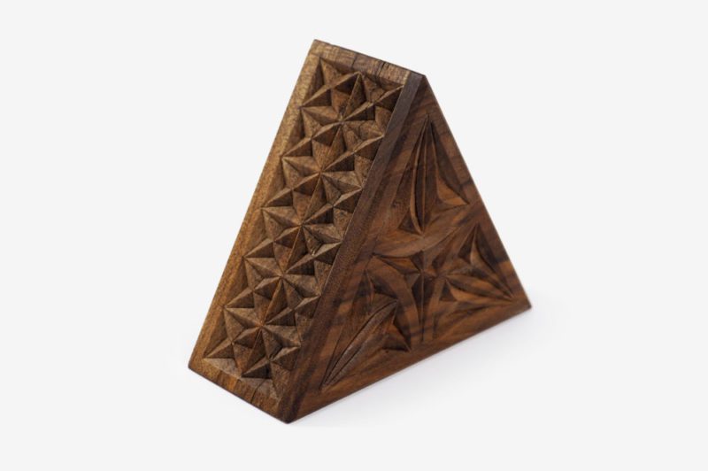 Medium Walnut Wood Triangle Box - Image 5