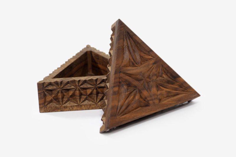 Medium Walnut Wood Triangle Box - Image 2