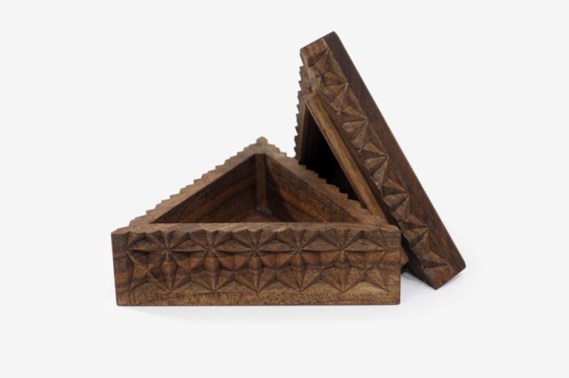 Medium Walnut Wood Triangle Box - Image 3