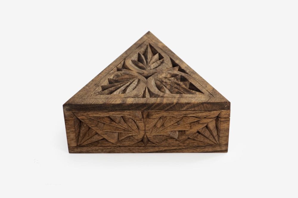 Small Walnut Wood Triangle Box