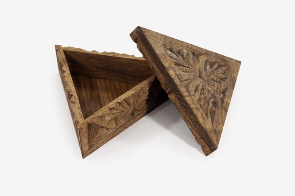 Small Walnut Wood Triangle Box - Image 2