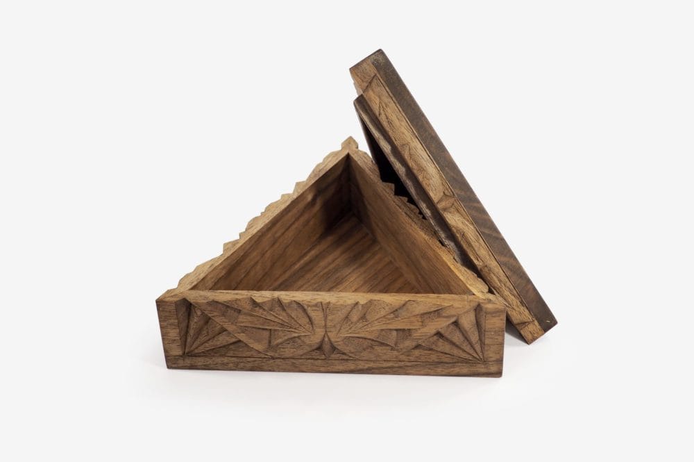 Small Walnut Wood Triangle Box - Image 3