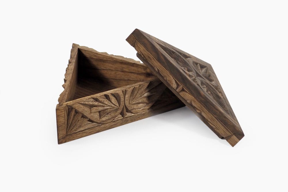 Small Walnut Wood Triangle Box - Image 2