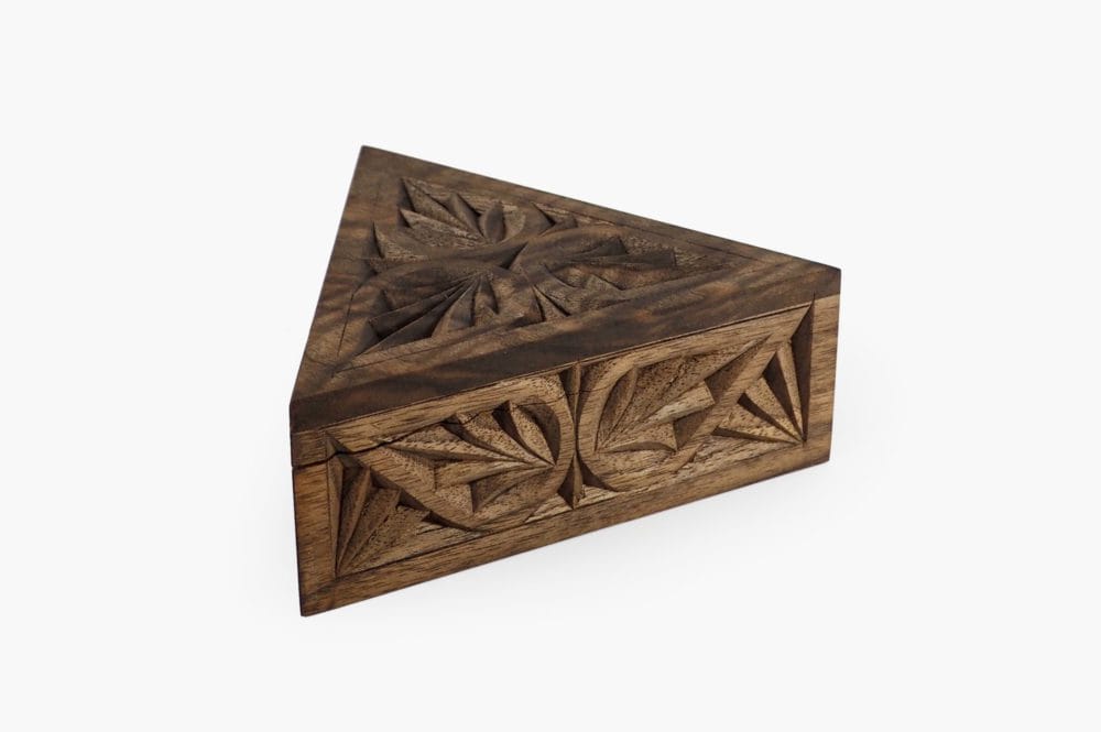 Small Walnut Wood Triangle Box