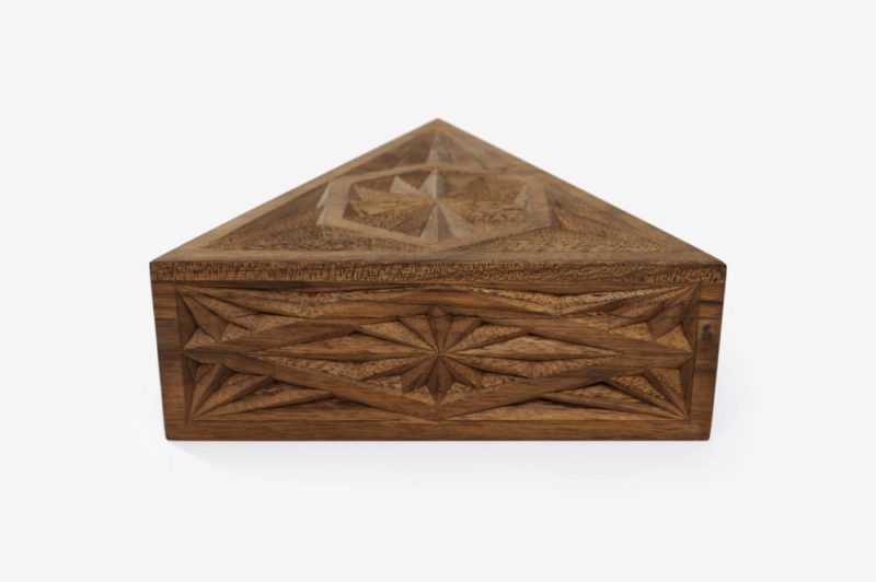 Large Walnut Wood Triangle Box