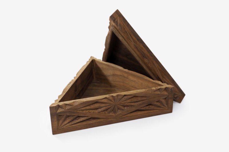 Large Walnut Wood Triangle Box - Image 3