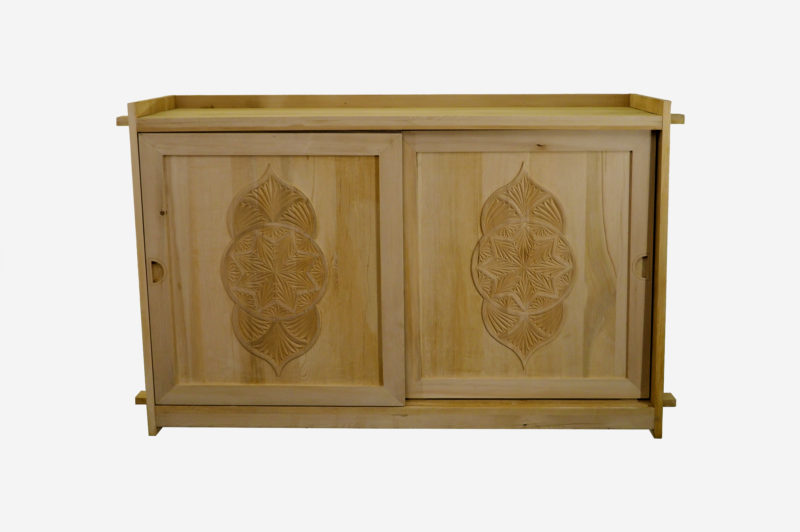 Large Cypress Wood Storage Cabinet