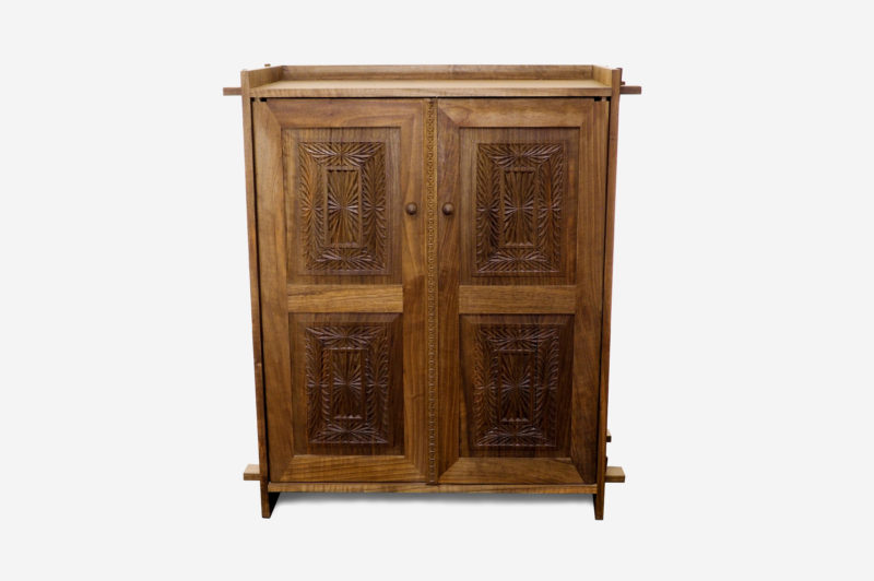 Small Walnut Wood Storage Cabinet
