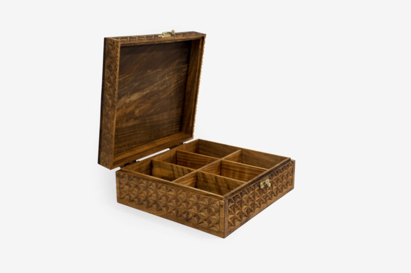 Walnut Wood Six Sections Tea Box